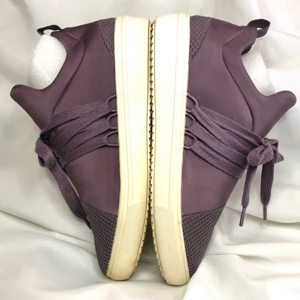 Women’s Lilac High-Top Sneakers - Casual Lace-Up Comfort